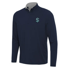 NHL Seattle Kraken Antigua Content Quarter-Zip Pullover Top - Deep Sea Blue/Gray