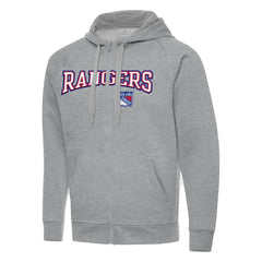 NHL New York Rangers Antigua Big & Tall Victory Full-Zip Hoodie - Heather Gray