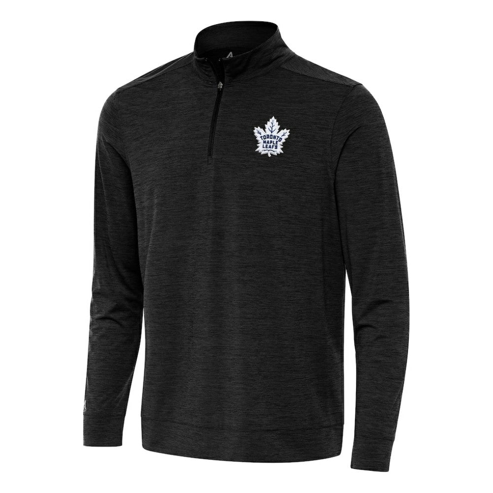 NHL Toronto Maple Leafs Antigua Bright Quarter-Zip Top - Heather Black