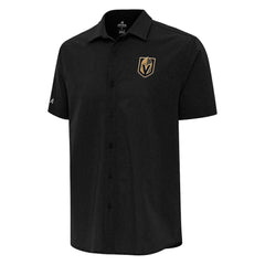 NHL Vegas Golden Knights Antigua Activate Woven Short Sleeve Button-Up Shirt - Black