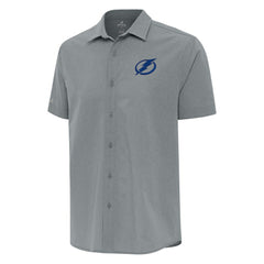 NHL Tampa Bay Lightning Antigua Activate Woven Short Sleeve Button-Up Shirt - Gray