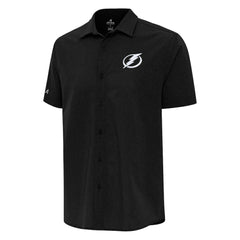 NHL Tampa Bay Lightning Antigua Activate Woven Short Sleeve Button-Up Shirt - Black