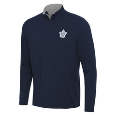 NHL Toronto Maple Leafs Antigua Content Quarter-Zip Pullover Top - Navy/Gray