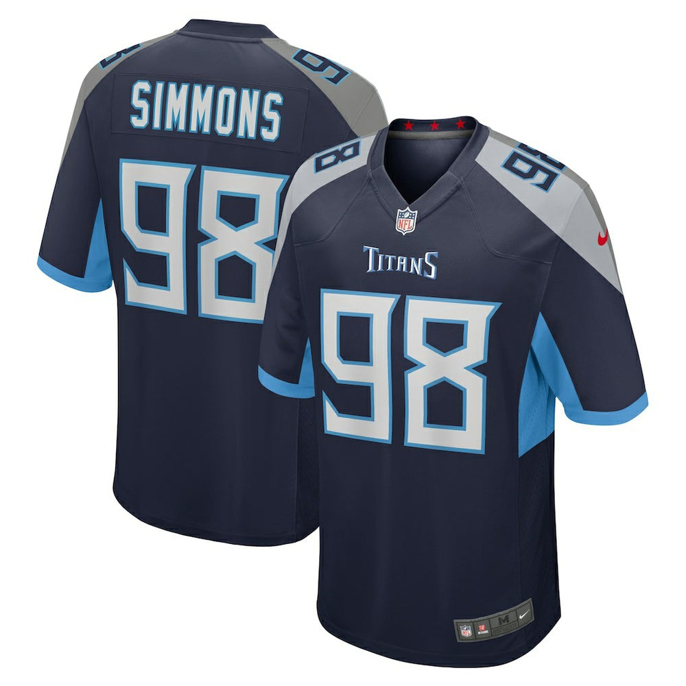 NFL Jeffery Simmons Tennessee Titans Game Jersey - Navy