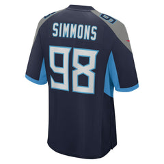 NFL Jeffery Simmons Tennessee Titans Game Jersey - Navy