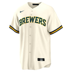 MLB Jackson Chourio Milwaukee Brewers Nike Home Replica Jersey - Cream