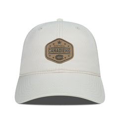 NHL Montreal Canadiens Men's Levelwear Faux Leather Patch Unstructured Adjustable Hat - Cream
