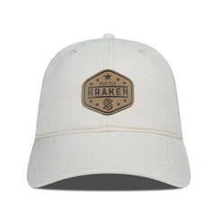 NHL Seattle Kraken Men's Levelwear Faux Leather Patch Unstructured Adjustable Hat - Cream