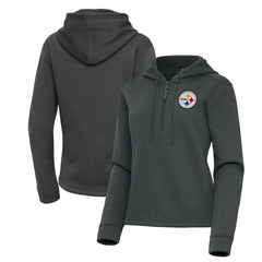 Pittsburgh Steelers Antigua Women's Contemporary Quarter-Zip Hoodie Pewter