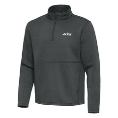 New York Jets Antigua Twist Quarter-Zip Pullover Jacket Pewter