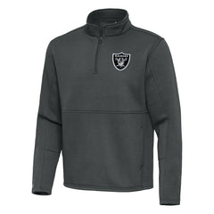 Las Vegas Raiders Antigua Twist Quarter-Zip Pullover Jacket Pewter