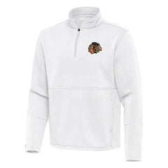 NHL Chicago Blackhawks Antigua Twist Quarter-Zip Pullover Jacket - White