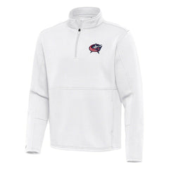 NHL Columbus Blue Jackets Antigua Twist Quarter-Zip Pullover Jacket - White