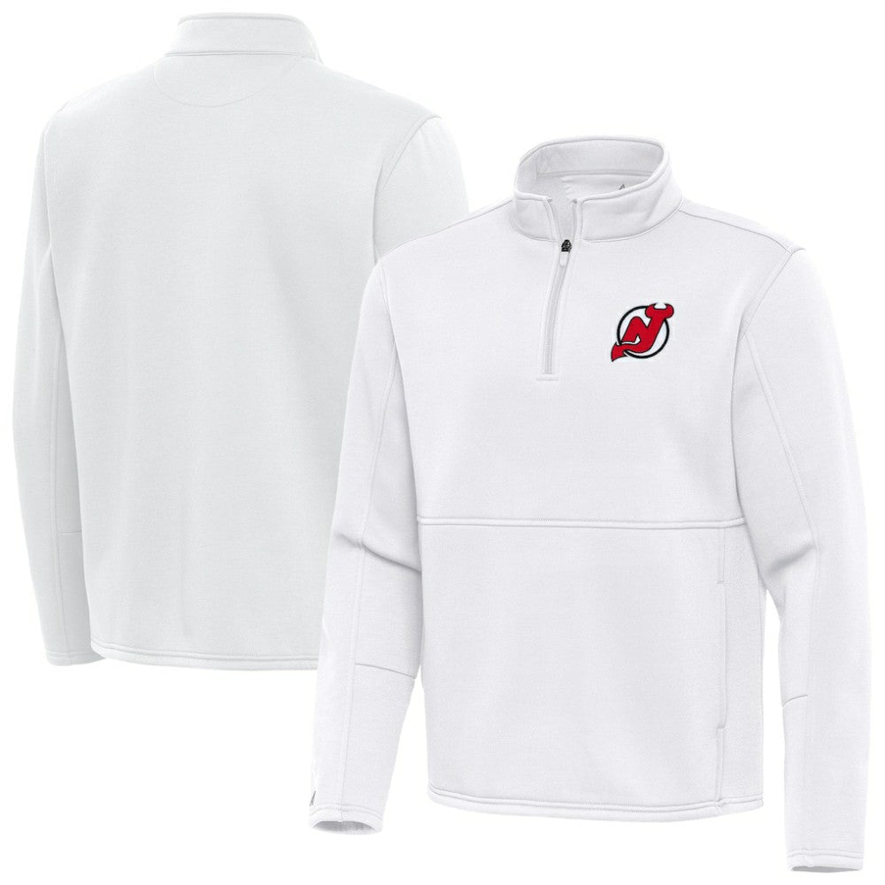 NHL New Jersey Devils Antigua Twist Quarter-Zip Pullover Jacket - White