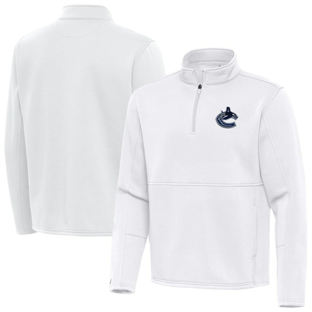NHL Vancouver Canucks Antigua Twist Quarter-Zip Pullover Jacket - White