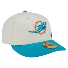 Miami Dolphins New Era Tonal Floral 59FIFTY Fitted Hat Cream/Aqua