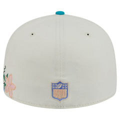 Miami Dolphins New Era Tonal Floral 59FIFTY Fitted Hat Cream/Aqua