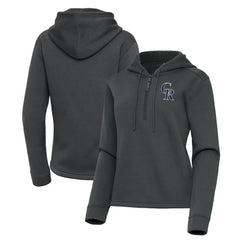Colorado Rockies Antigua Women's Contemporary Quarter-Zip Hoodie - Pewter Hoodies
