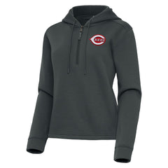 Cincinnati Reds Antigua Women's Contemporary Quarter-Zip Hoodie - Pewter Hoodies