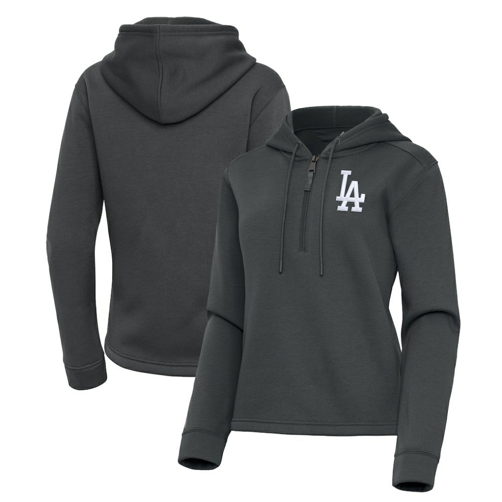 Los Angeles Dodgers Antigua Women's Contemporary Quarter-Zip Hoodie - Pewter Hoodies