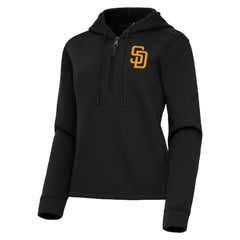 San Diego Padres Antigua Women's Contemporary Quarter-Zip Hoodie - Black Hoodies