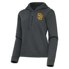 San Diego Padres Antigua Women's Contemporary Quarter-Zip Hoodie - Pewter Hoodies