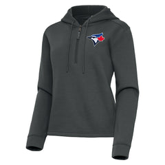 Toronto Blue Jays Antigua Women's Contemporary Quarter-Zip Hoodie - Pewter Hoodies