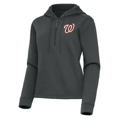 Washington Nationals Antigua Women's Contemporary Quarter-Zip Hoodie - Pewter Hoodies