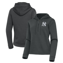 New York Yankees Antigua Women's Contemporary Quarter-Zip Hoodie - Pewter Hoodies