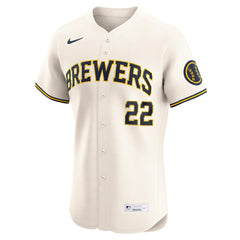 Christian Yelich Milwaukee Brewers Nike Home Elite Player Jersey - Cream Jerseys
