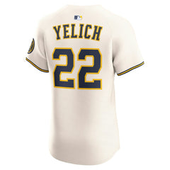 MLB Christian Yelich Milwaukee Brewers Nike Home Elite Player Jersey - Cream