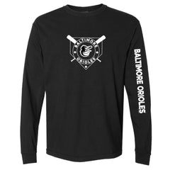 Baltimore Orioles Soft as a Grape Women's Pigment Dye Long Sleeve T-Shirt - Black T-shirts