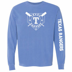 Texas Rangers Soft as a Grape Women's Pigment Dye Long Sleeve T-Shirt - Royal T-shirts