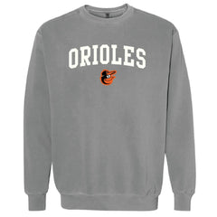 Baltimore Orioles Soft as a Grape Women's Pigment Dye Pullover Sweatshirt - Charcoal Pullover