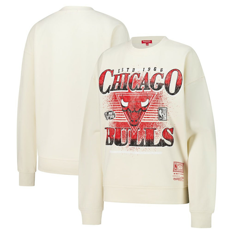 Chicago Bulls Women's Oversprayed Pullover Sweatshirt Cream