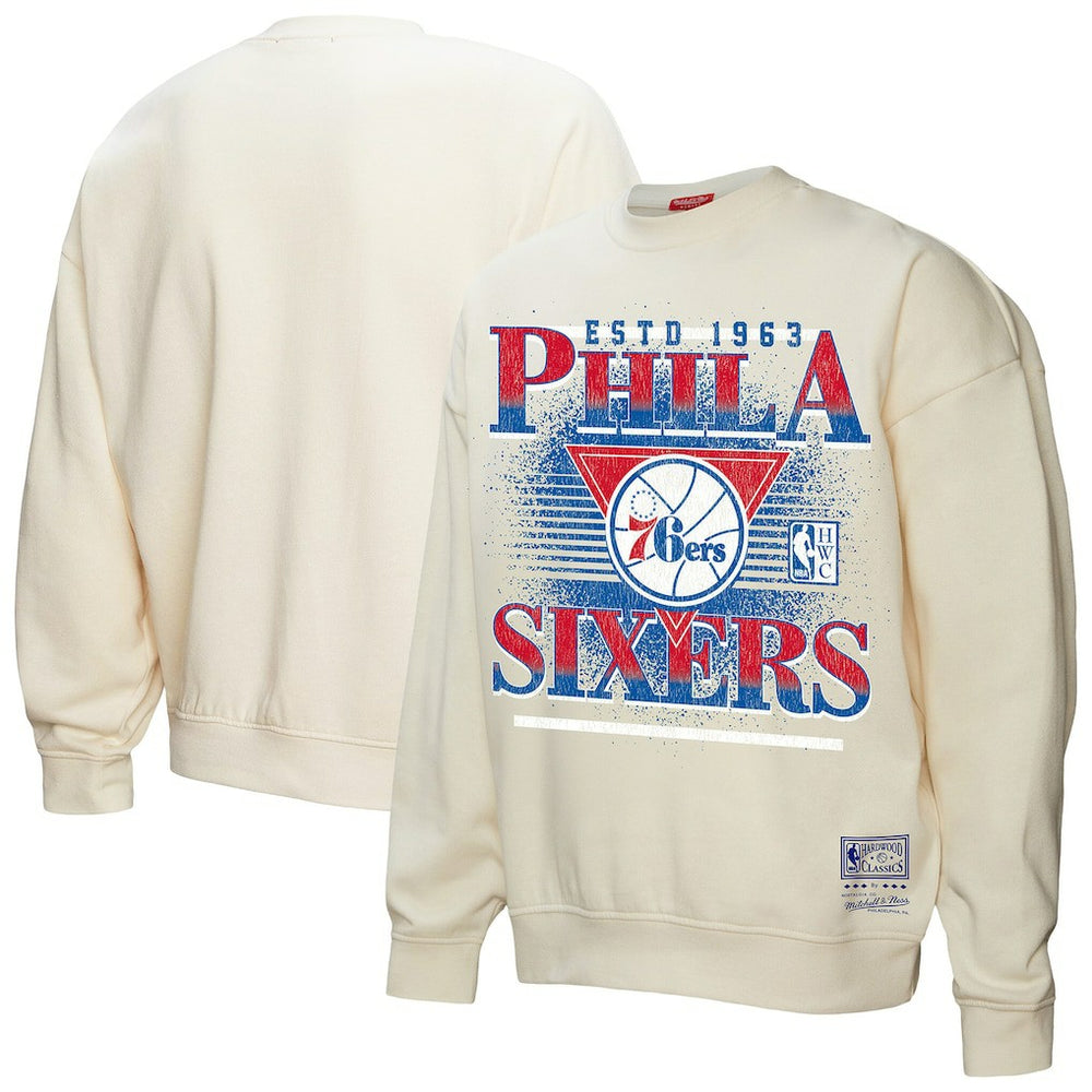 Philadelphia 76ers Women's Oversprayed Pullover Sweatshirt Cream