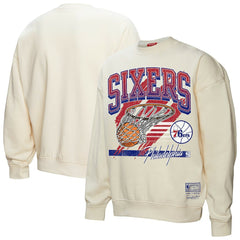 Philadelphia 76ers Women's Brush Bucket Pullover Sweatshirt Cream