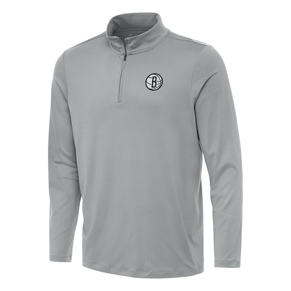 Brooklyn Nets Antigua Reprocess Quarter-Zip Top Gray