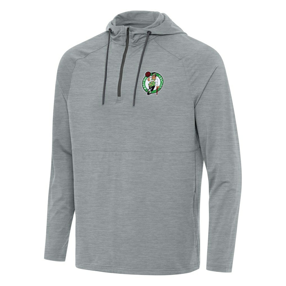 Boston Celtics Antigua Spikes Raglan Quarter-Zip Hoodie Heather Gray