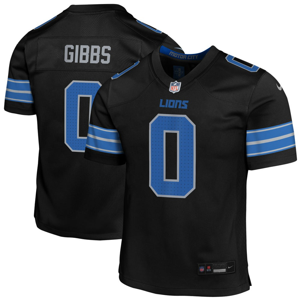 NFL Jahmyr Gibbs Detroit Lions Youth Game Jersey - Black