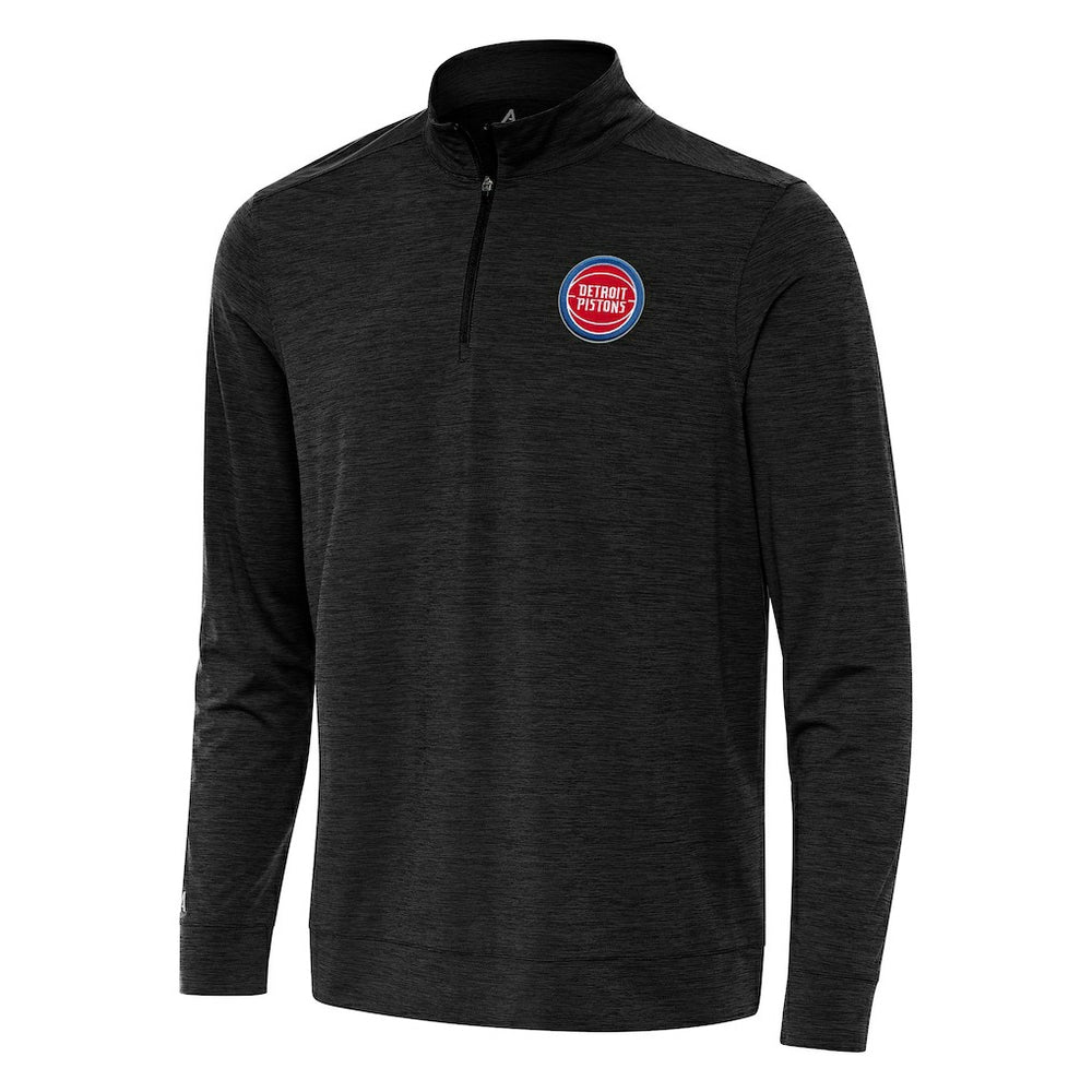 Detroit Pistons Antigua Bright Quarter-Zip Top Heather Black