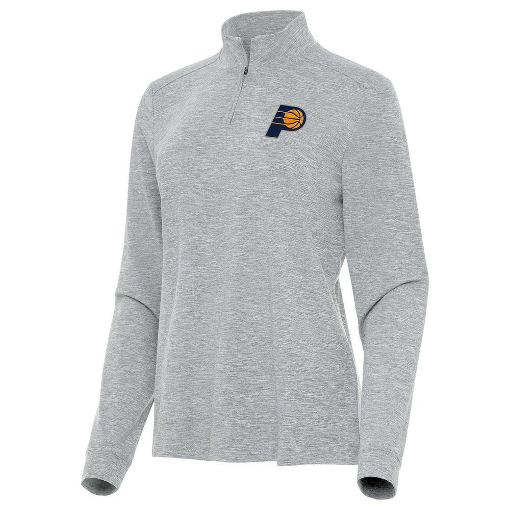 Indiana Pacers Antigua Women's Mentor Quarter-Zip Mock Long Sleeve Top Heather Gray