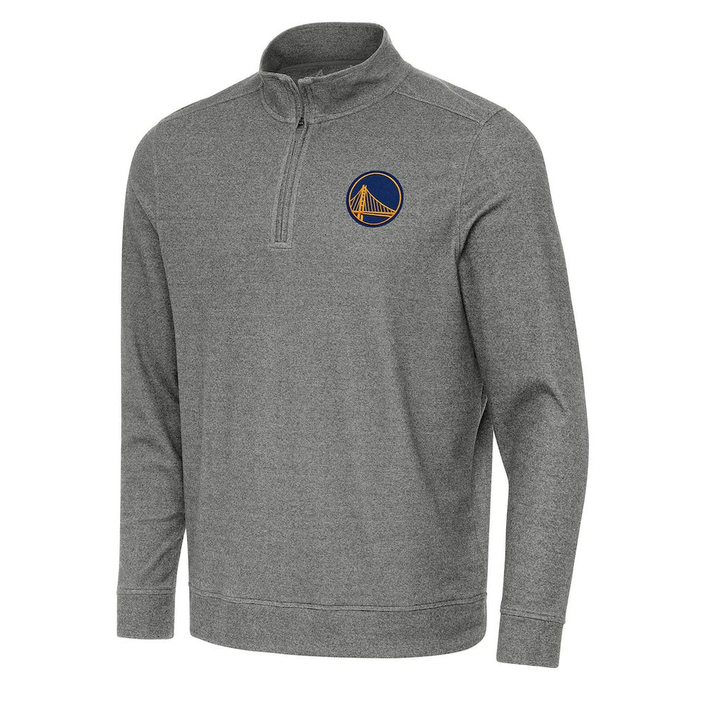 Golden State Warriors Antigua Subtle Quarter-Zip Sweatshirt Heather Black