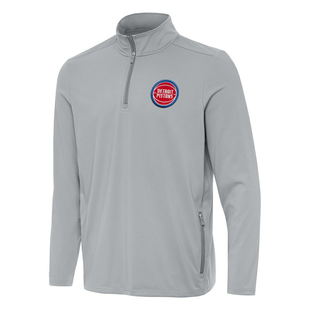 Detroit Pistons Antigua Perilous Quarter-Zip Sweatshirt Gray