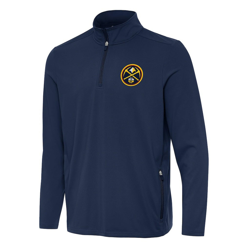 Denver Nuggets Antigua Perilous Quarter-Zip Sweatshirt Navy