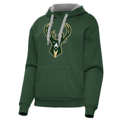 Milwaukee Bucks Antigua Women's Victory Pullover Hoodie Hunter Green