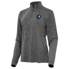Minnesota Timberwolves Antigua Women's Mentor Quarter-Zip Mock Long Sleeve Top Heather Black