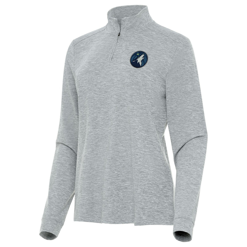 Minnesota Timberwolves Antigua Women's Mentor Quarter-Zip Mock Long Sleeve Top Heather Gray
