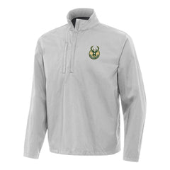 Milwaukee Bucks Antigua Brisk Quarter-Zip Windbreaker Heather Gray