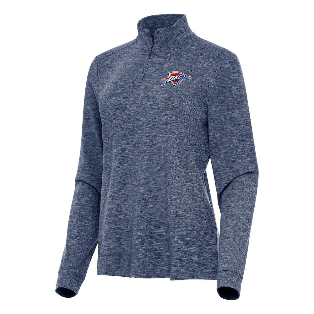 Oklahoma City Thunder Antigua Women's Mentor Quarter-Zip Mock Long Sleeve Top Heather Navy